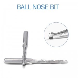 CNC-reitittimen terä 1/8 ”varren pallo-nenäpääty 2 mm: n leikkaus dia. 2-huiluinen kierrepäällysteinen jyrsinleikkurin kaiverrus kaiverrustyökalusarja Volfraamiteräs 17 mm CEL, 38,5 mm OAL MDF-akryyliselle puulle PVC