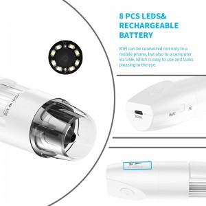 WiFi-mikroskooppi 50X - 1000X langaton digitaalinen mikroskooppi, joustava varren tarkkailuteline 1080P HD 2.0 MP 8 LED -kameralla, mini-käsimikroskooppi Android iOS PC: lle