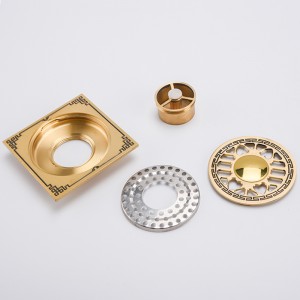 Musta kuvio piilotettu suihku neliön kylpyhuone lattiakaivo