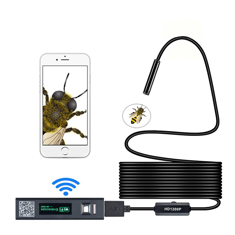 Langaton endoskooppi 2,0 megapikselin HD WiFi-boreskooppi USB-liitäntä Vedenpitävä tarkastuskäärmekamera Androidille, iOS: lle ja Windowsille, iPhone, Samsung, tabletti, Mac