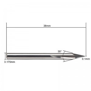 Metallikaiverrusterä, EnPoint 30 asteen V-bitti, kovametallivahva kärki-kartion muotoinen CNC-kaiverrusterä, jossa on 2-uraiset vetoura 1/8 \"3,175mm varsi, 0,1 mm: n kärki merkitseminen kartiomaiseksi V-teräksi teräsalumiini messi...
