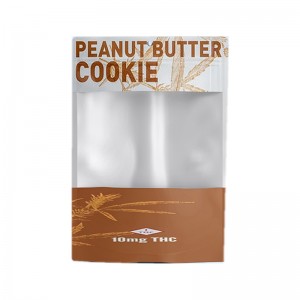 Räätälöity seisova pussi evästeille tarkoitettuihin elintarvikelaatuisiin pakkauspusseihin, joissa on kirkas ikkunan vetoketju