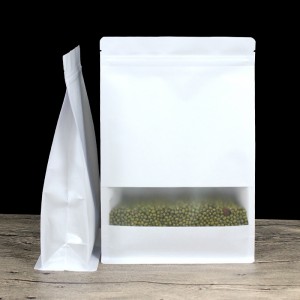 Valkoinen paperi pakkauspussi Huurreinen ikkuna nouseva sivu kiinnitys vetoketju pakkauspussit vetoketjullinen lukkoliike