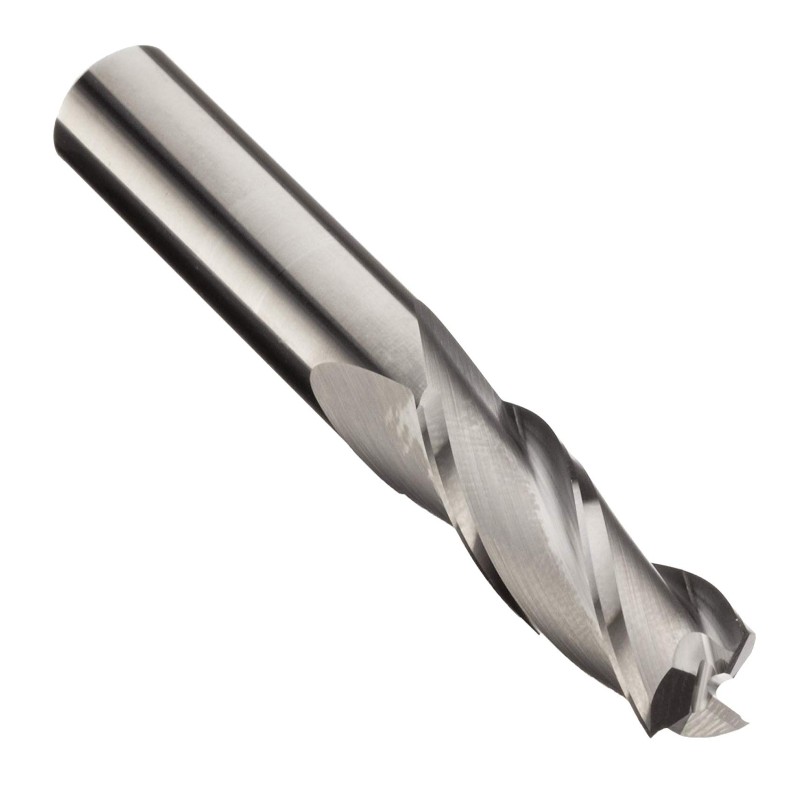 Carbide-neliön nenäpäätehdas, tuumainen, päällystämätön (kirkas) viimeistely, karkeus ja viimeistelyleikkaus, 30 asteen helix, 3 uraa, 3 