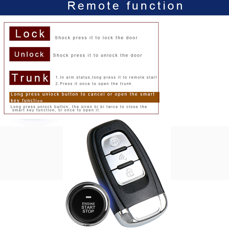 PKE-avaimeton merkintä RFID-automaattinen lukitus ja lukituksen avaaminen auton hälytysten käynnistimessä