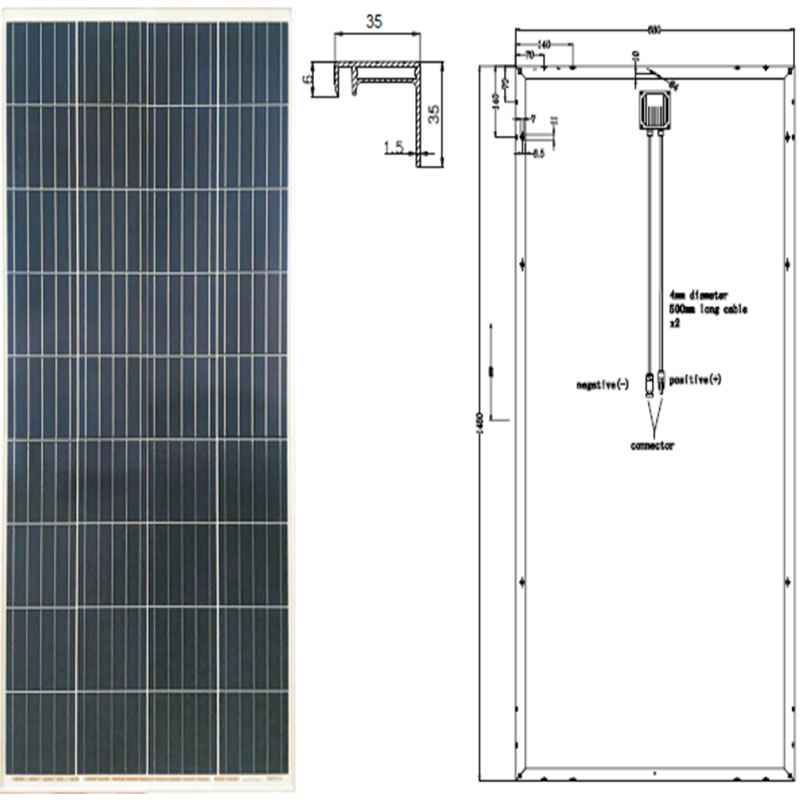 Korkean suorituskyvyn monokristallimoduuli SYP150P -170P / 5BB 36C ELL POLYCRYSTALLINE MODUULI