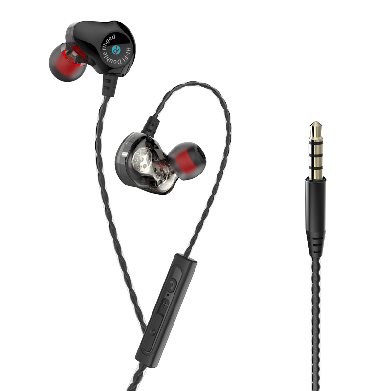 Muotisuunnittelu Dual Driver Earhook Stereo Langalliset kuulokkeet