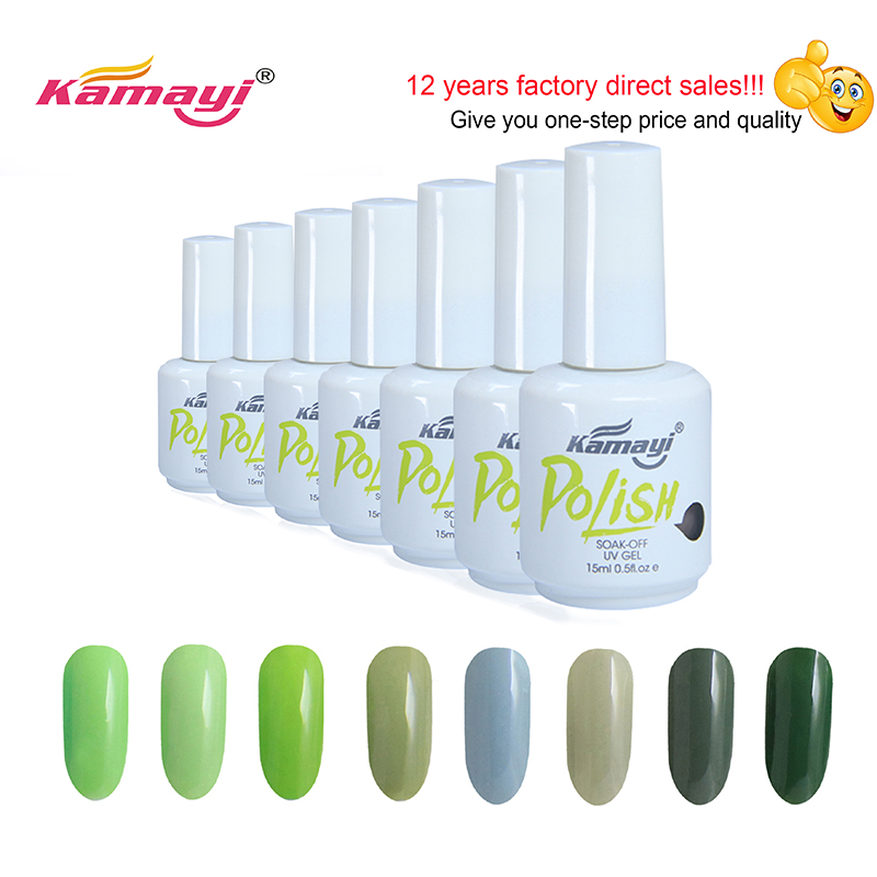 Kamayi Hot Sale 15ml Professional orgaaninen UV-värigeeli kynsilakka vihreä tyyli geelilakka kynsitaide