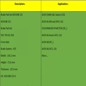Jarrupalat (OE: 4E0698151K)