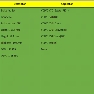Jarrupalat (OE: 271 859, OE: 2 718 591)