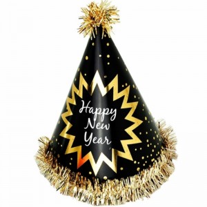 Onnellista uutta vuotta Foil Fringed Cone Hats Paper Glitterin kanssa