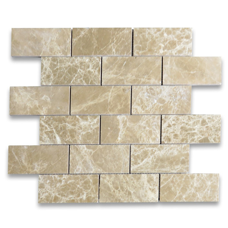 Emperador kevyt 2x4 Grand Brick metro mosaiikkilaatta kiillotettu