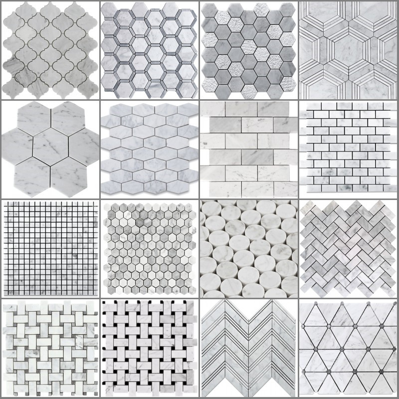 Carrara valkoinen mosaiikki laatat