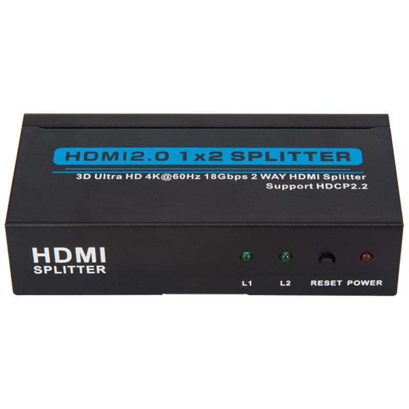 V2.0 HDMI 1x2 -jakolaitteen tuki 3D Ultra HD 4Kx2K @ 60Hz HDCP2.2