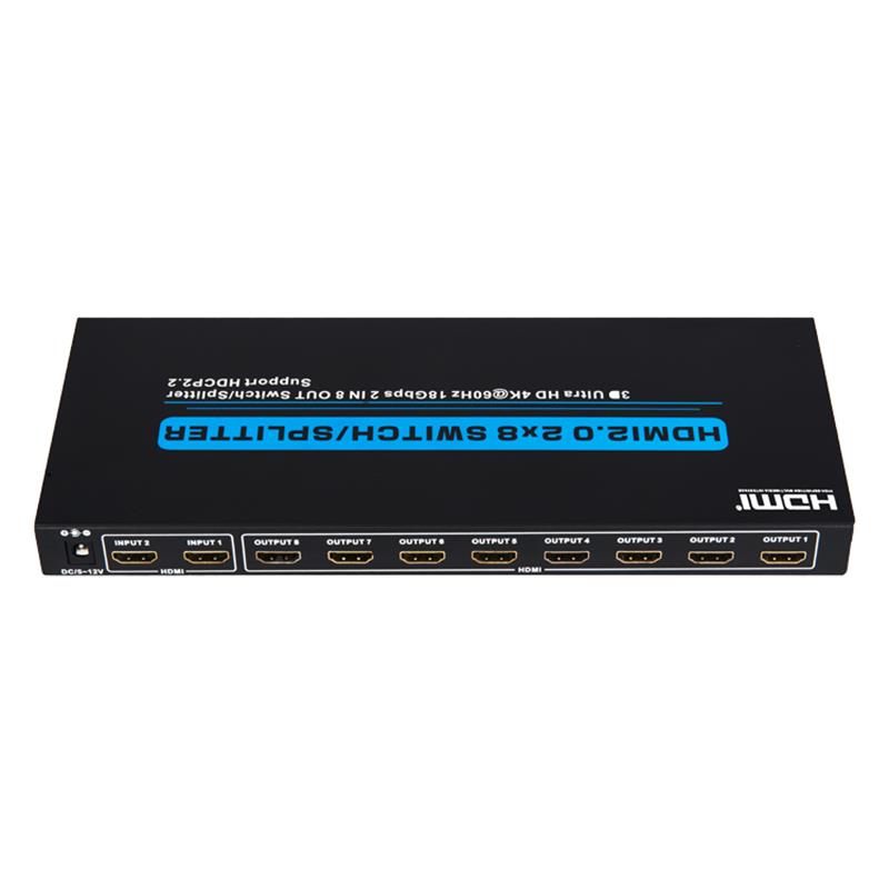 V2.0 HDMI 2x8 -kytkimen / jakajan tuki 3D Ultra HD 4Kx2K @ 60Hz HDCP2.2