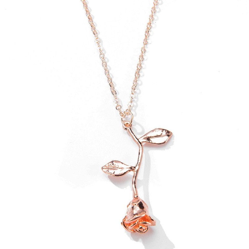 ROSE GOLD ROSE PENDANT GEMSTONE kaulakoru naisten kaulakoru 925 HERÄ Hopea