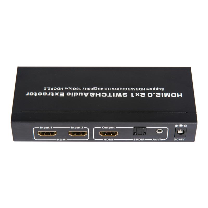 V2.0 HDMI 2x1 -kytkimen ja äänenpoistimen tuki ARC Ultra HD 4Kx2K @ 60Hz HDCP2.2 18 Gbps