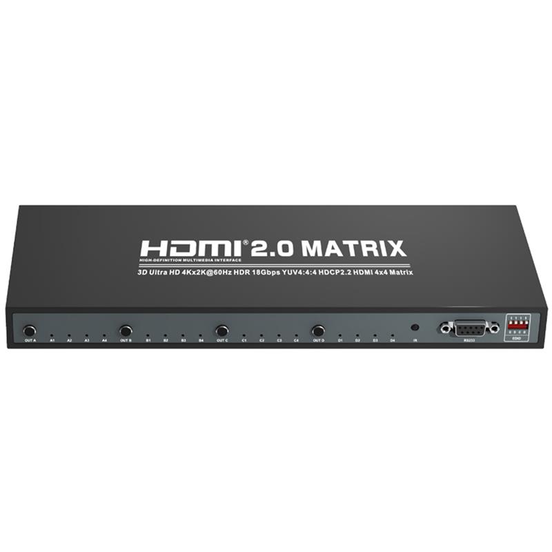 V2.0 HDMI 4x4 -matriisin tuki Ultra HD 4Kx2K @ 60Hz HDCP2.2 18 Gbps