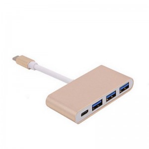 4-in-1 USB Type C - USB 3.0x3 + Type C Hub -sovitin