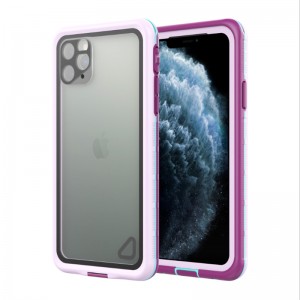 iphone 11 vedenpitävä tapaus, jossa rataverkon käyttöikä on elinikäinen iphone 11, vedenpitävä (”purppura”), jonka takasuoja on läpinäkyvä
