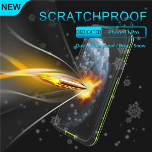 Universaalinen vedenpitävä käsikäyttöinen vedenpitävä kotelo iphone vedenpitävä puhelin iphone 11 pro (musta), jossa on kiinteä taustapeite