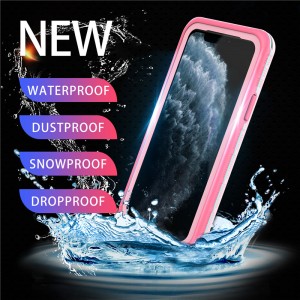 Apple iphone 11 pro vedenpitävä 100 vedenpitävä puhelinkotelo iphone 11 pro waterfective puch (vaaleanpunainen), jonka taustapinta on kiinteä