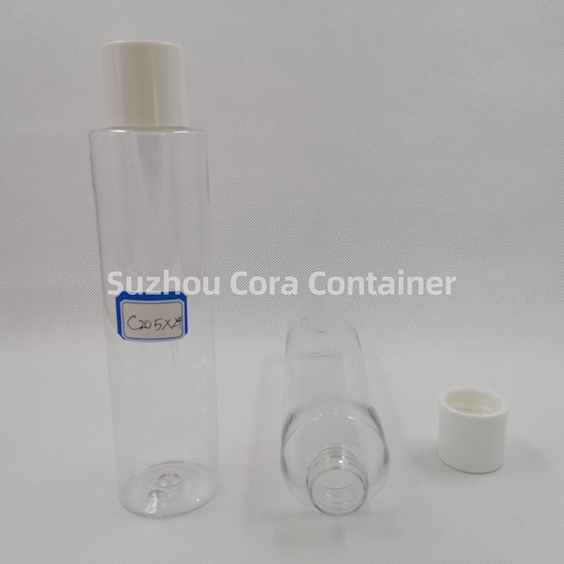 205ml kaulan koko 24mm Lemmikkieläinten kosmeettinen muovipullo ruuvimeissukan kanssa