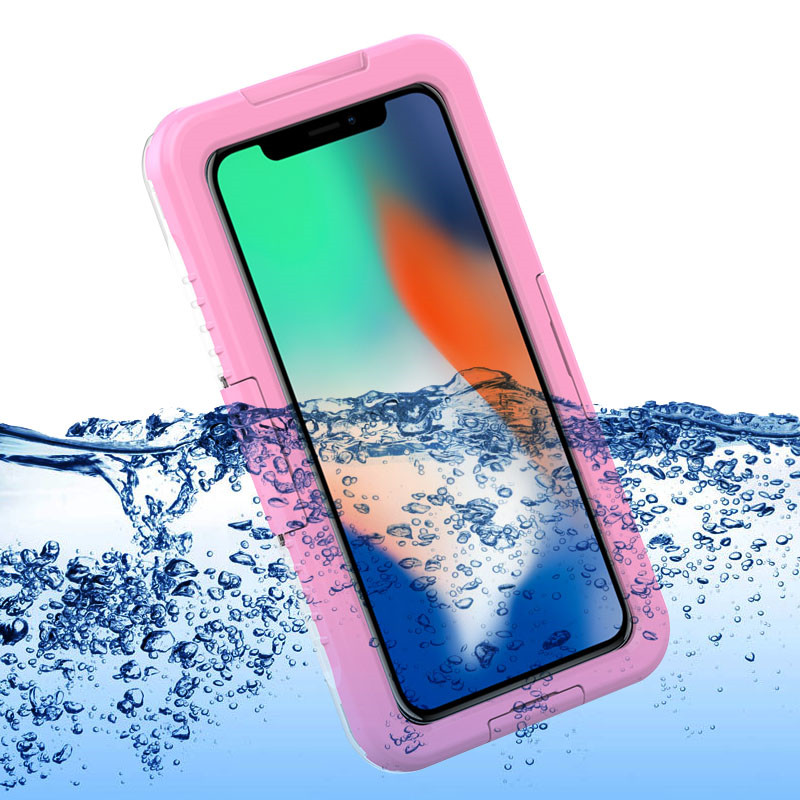 Hyvä vedenpitävä kotelo kuiva pussi iphone XS Max matkapuhelin wtulkitoof laukku (Pink)