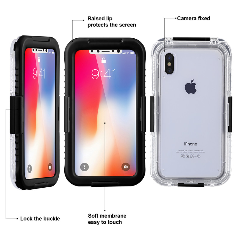 Vedenpitävä kotelo matkapuhelimen iphone XS vedenpitävä kotelo halpa iskunkestävä iphone kotelo (musta)