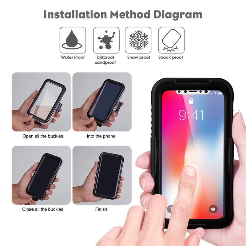 Vedenpitävä kotelo matkapuhelimen iphone XS vedenpitävä kotelo halpa iskunkestävä iphone kotelo (musta)