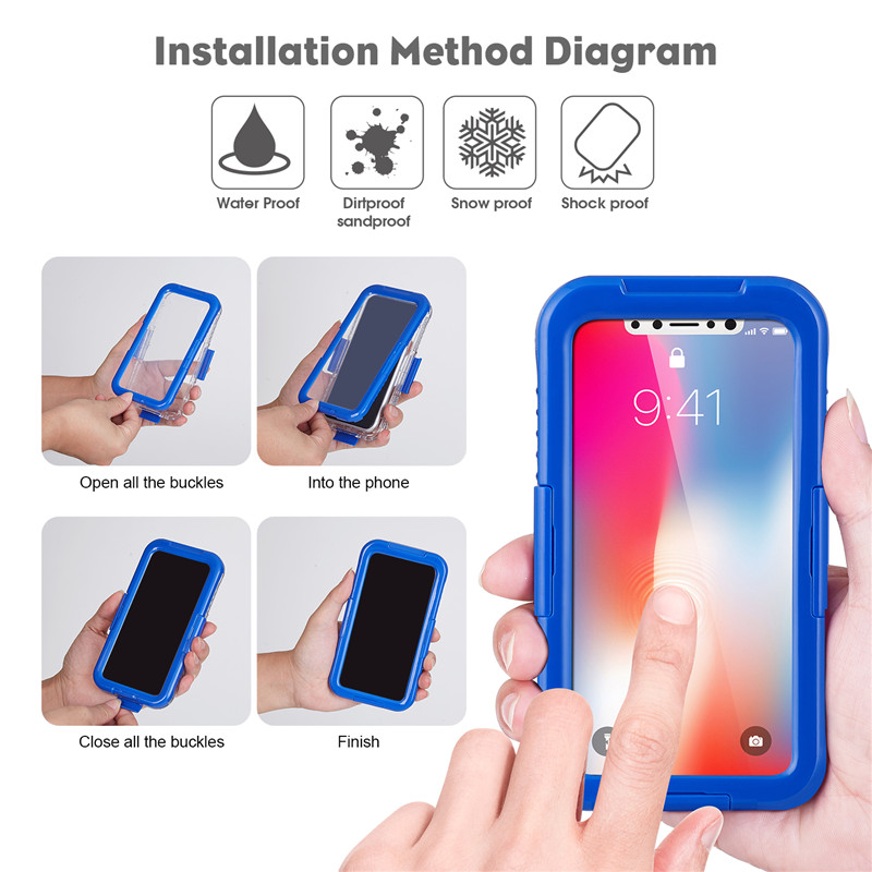 IP68 iphone -tapaus paras vedenpitävä puhelinkotelo uimaan johtaville vedenpitäville iphone XS -koteloille (”Blue ”)