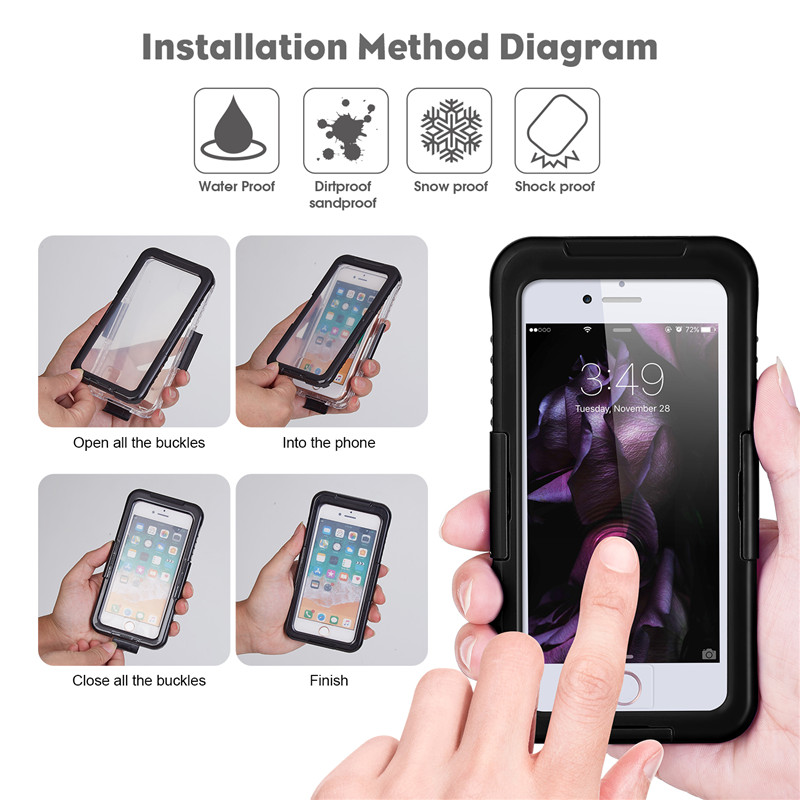 Uusi elinkelpoinen tapaus iphone 8 plus lumeton iphone -kotelo paras vedenkestävä 8 plus kotelo (musta)
