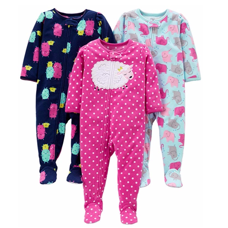 Carterin vauva- ja taaperoikäisten tyttöjen 3-pack Loose Fit fleece -jalatut pyjama-yöpuvut