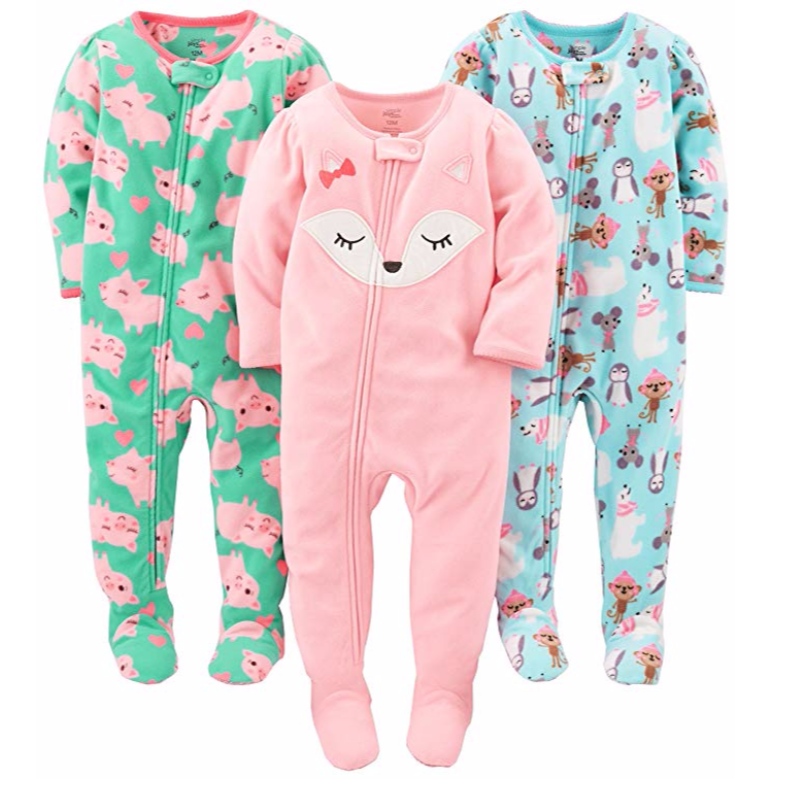 Carterin vauva- ja taaperoikäisten tyttöjen 3-pack Loose Fit fleece -jalatut pyjama-yöpuvut