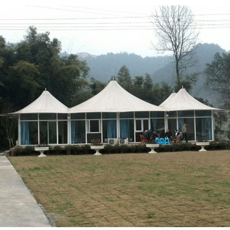 Prefab House Three Peaks Shape 2 Bedroom PVDF Watersafe Fabric Resort Hotel Tent