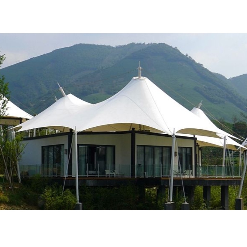 Prefab House Three Peaks Shape 2 Bedroom PVDF Watersafe Fabric Resort Hotel Tent
