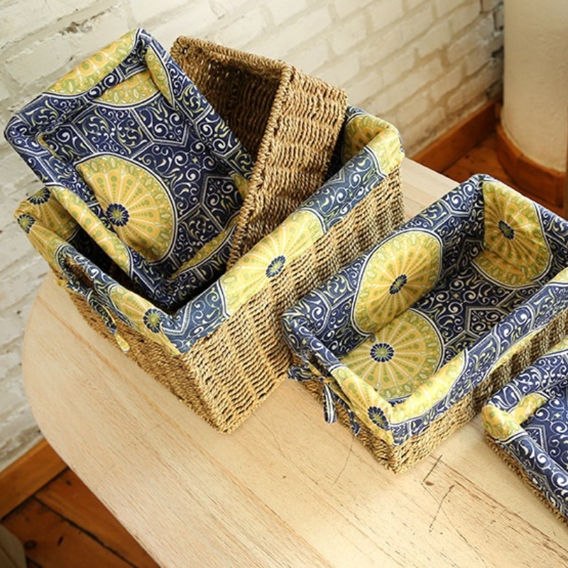 Meriheinän makuuhuoneen säilytyskori vuoratulla