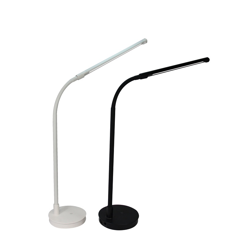 518 LED-lamppu Musta pöytä, kevyt metallinen LED, kevyt lukuvalo, jossa on Joustava Gooseneck Eye Care Daylight