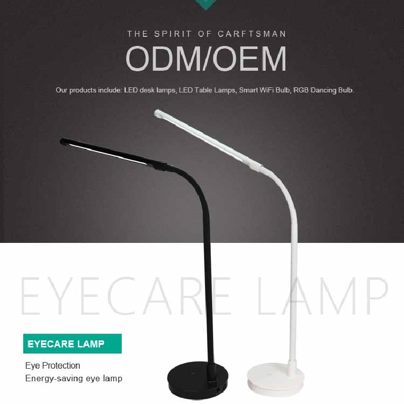 518 LED-lamppu Musta pöytä, kevyt metallinen LED, kevyt lukuvalo, jossa on Joustava Gooseneck Eye Care Daylight