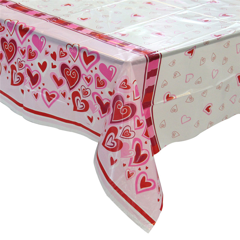 Valentine s Day Plastic Party Tablechos Kertakäyttöiset ja suorakaiuttiset tabletcomit