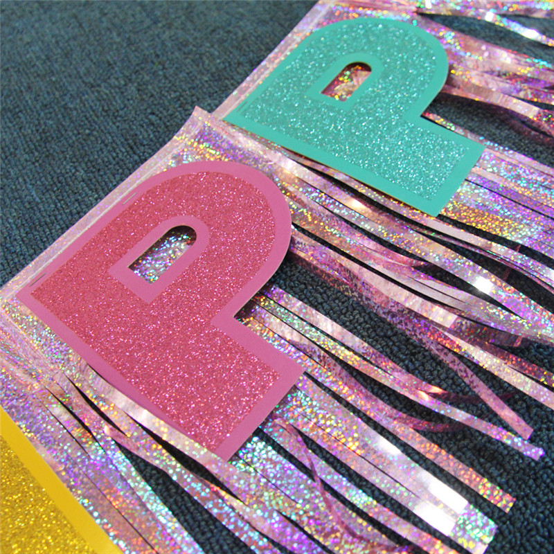 Foil Banner ja Glitter bile Decoration Hyvää syntymäpäivää lapselle ja aikuisille