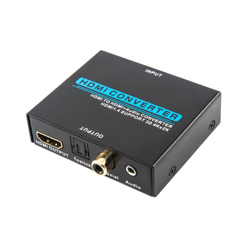 V1.4 HDMI-äänen poistolaite HDMI-HDMI + -äänimuuntajaan tukee 3D Ultra HD 4Kx2K @ 30Hz -taajuutta