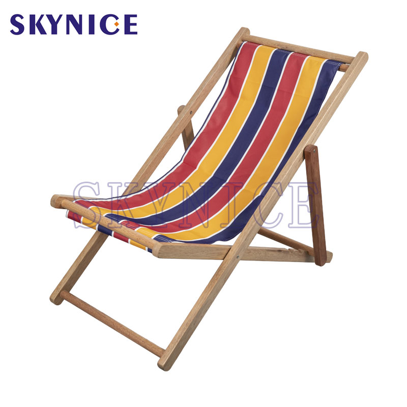Säädettävä reunus Wooden Beach Sling Canvas tuoli