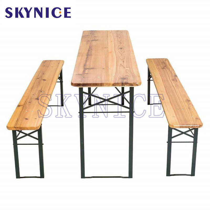 3 PCS-olutpöytäpenkkisettiä kokoontaitettava puinen yläpiknik-pöytä