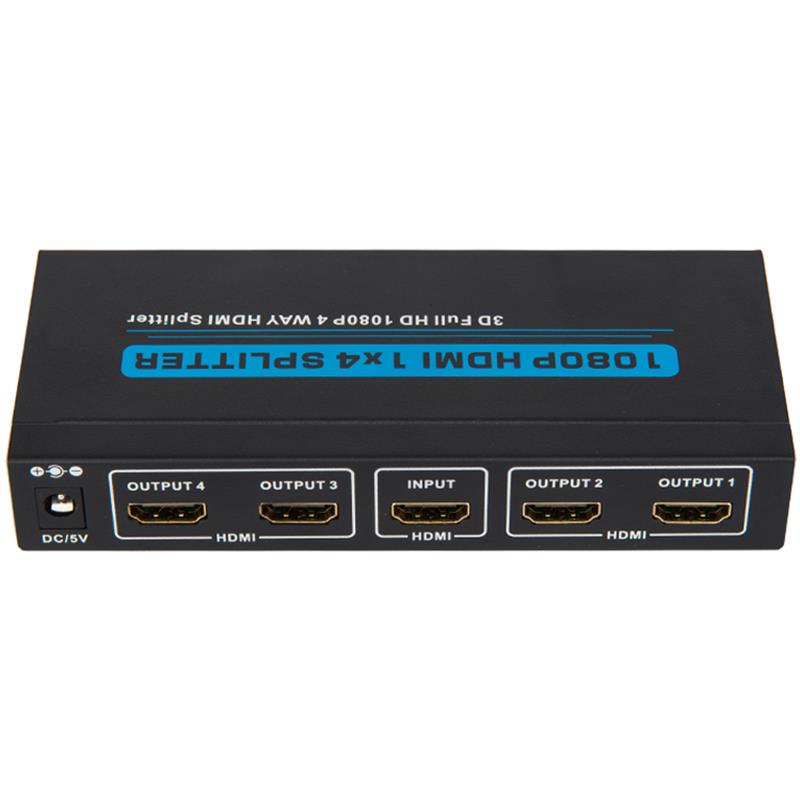 4-porttiinen HDMI 1x4 -jakaja tukee 3D Full HD 1080P: tä