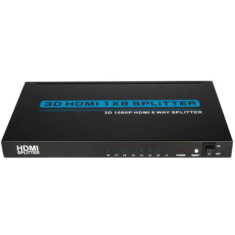 8 portin HDMI 1x8 -jakaja tukee 3D Full HD 1080P: tä