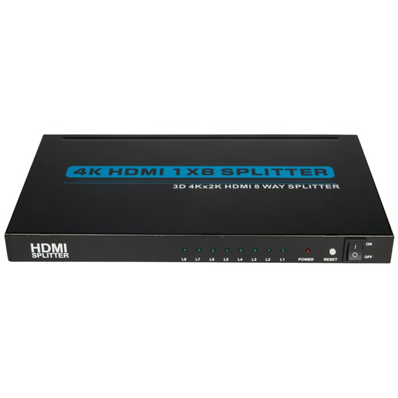 4K 8-portit HDMI 1x8 -jakaja tukee 3D Ultra HD 4Kx2K / 30 Hz: tä