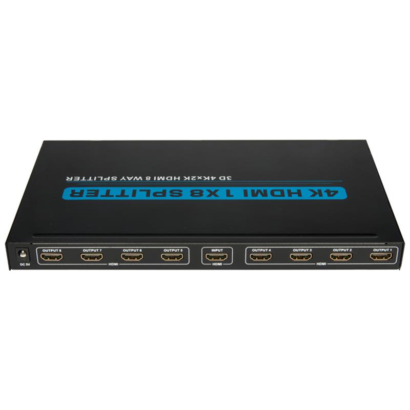 4K 8-portit HDMI 1x8 -jakaja tukee 3D Ultra HD 4Kx2K / 30 Hz: tä
