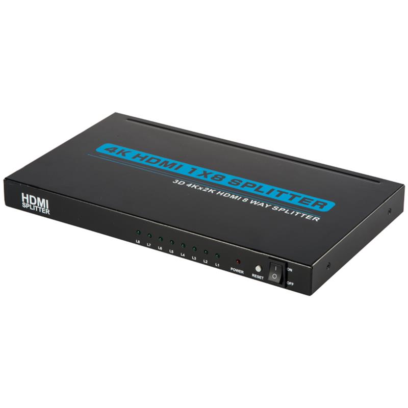 4K 8-portit HDMI 1x8 -jakaja tukee 3D Ultra HD 4Kx2K / 30 Hz: tä