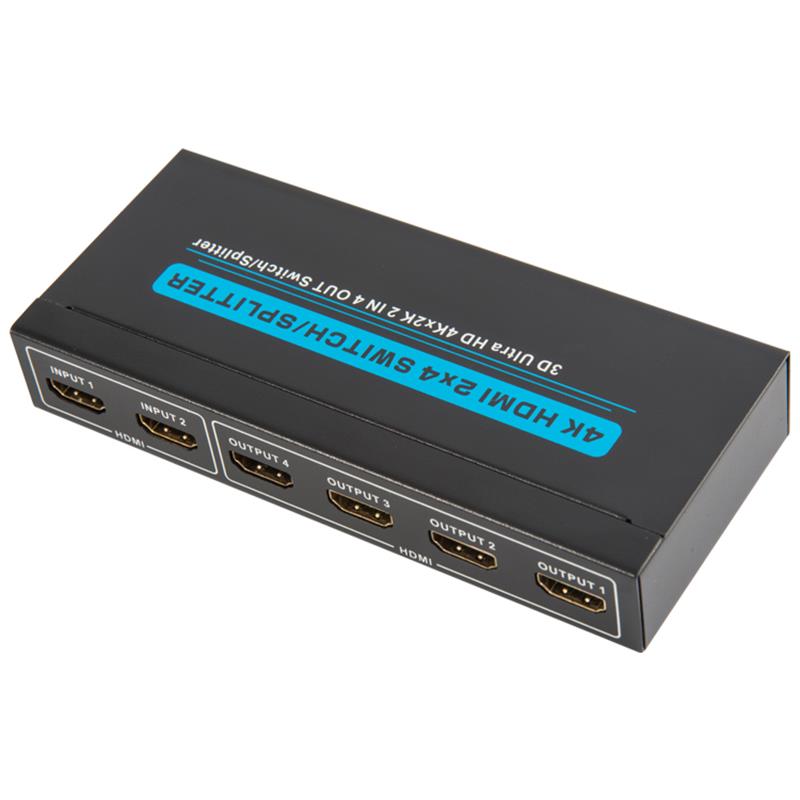 4K / 30Hz HDMI 2x4 -kytkin / jakaja tukee 3D Ultra HD 4Kx2K / 30Hz: tä